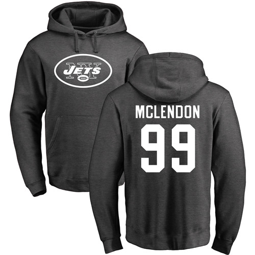 New York Jets Men Ash Steve McLendon One Color NFL Football #99 Pullover Hoodie Sweatshirts